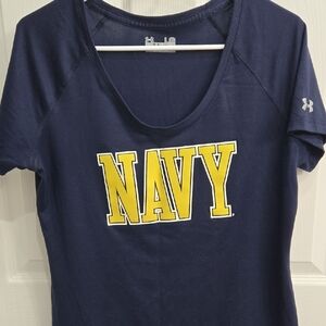 Under Armour Women's Navy and Yellow Tee